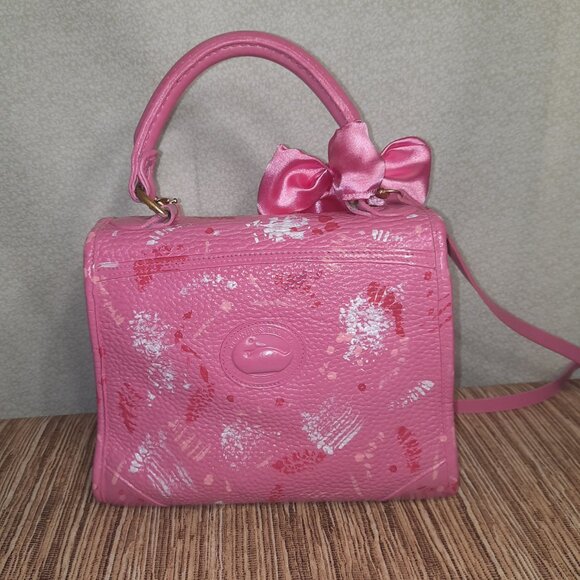 Dooney & Bourke Pink Carpet Bag Hand Painted Dooney Handbag Crossbody Vintage - Picture 4 of 16
